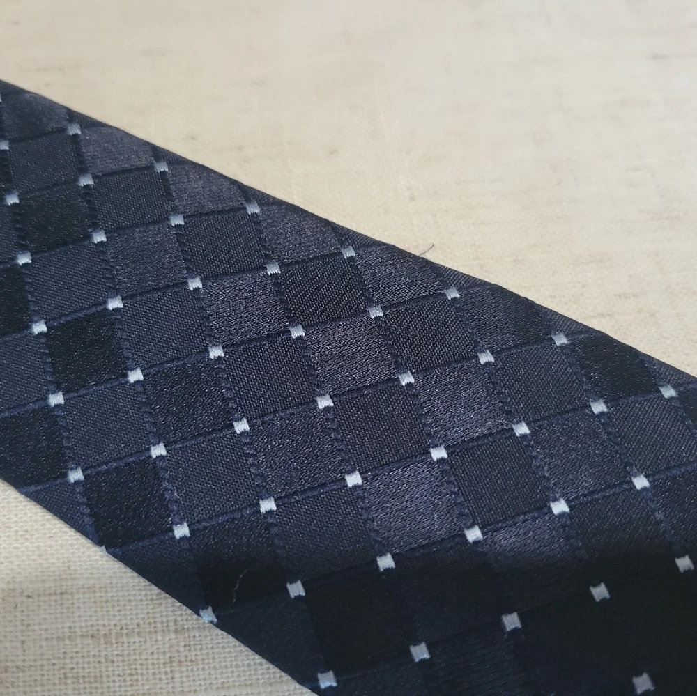 Christian Dior Cravates Monogram Tie Navy Blue Vintage Dots Fredericks & Nelson